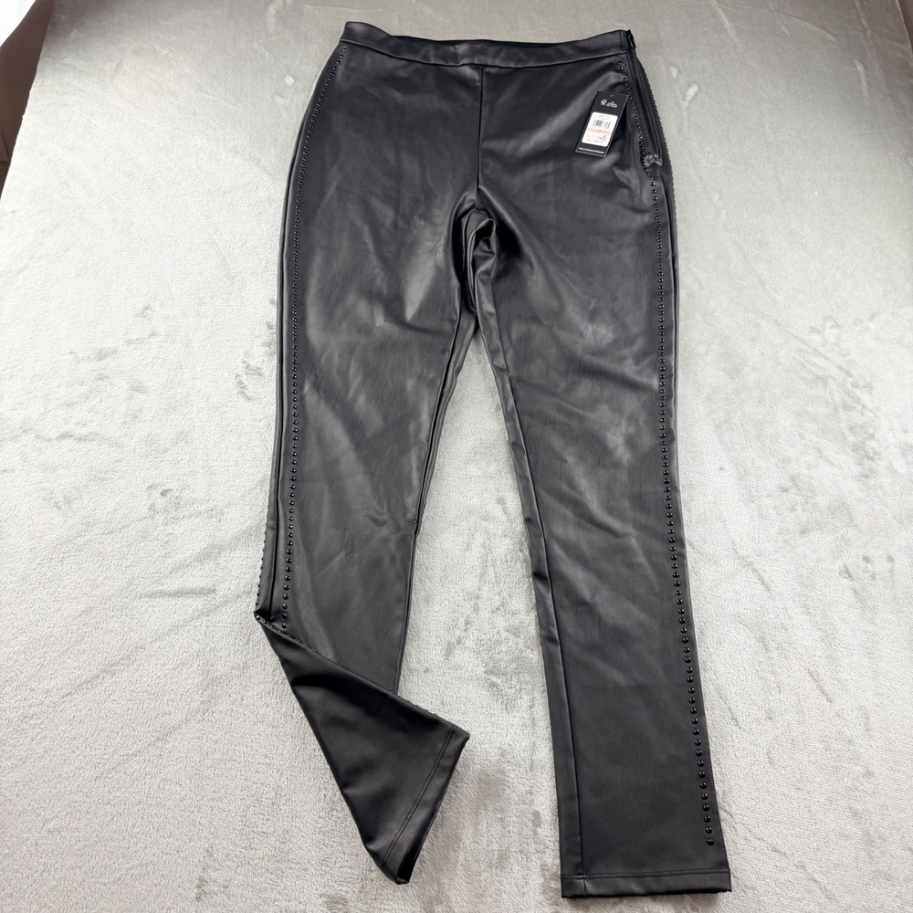 Karl Lagerfeld Paris Women's Size 12 Faux Leather Studded Pants Black L3IK4200
